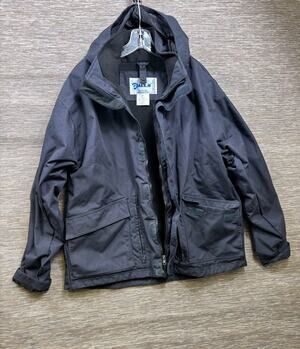 Galls Jacket Mens XL Gray Hooded Waterproof Nylon Parka Zip Pockets JA418